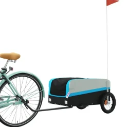 Loisirs De Plein Air-vidaXL Remorque de vélo noir et 30 kg fer Bleu