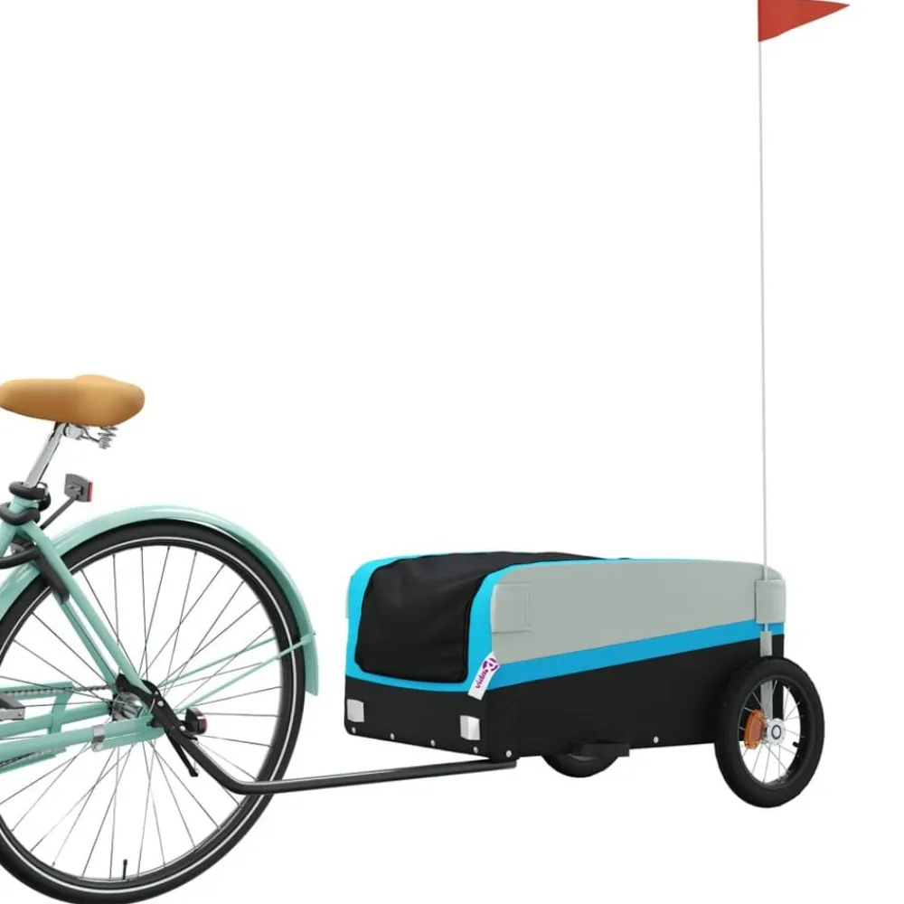 Loisirs De Plein Air-vidaXL Remorque de vélo noir et 30 kg fer Bleu