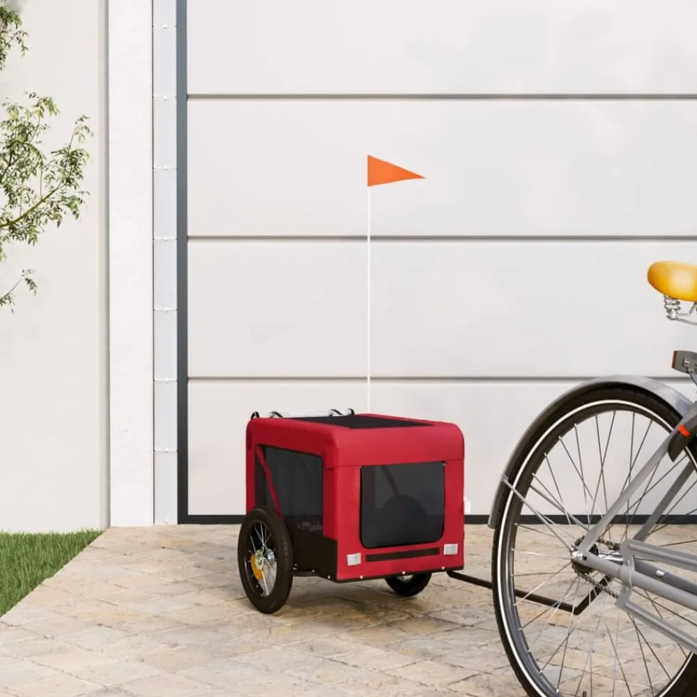 Articles Pour Animaux De Compagnie-vidaXL Remorque de vélo pour animaux de compagnie et noir Rouge