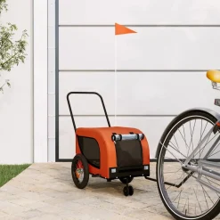 Articles Pour Animaux De Compagnie-vidaXL Remorque de vélo pour animaux de compagnie Orange et noir