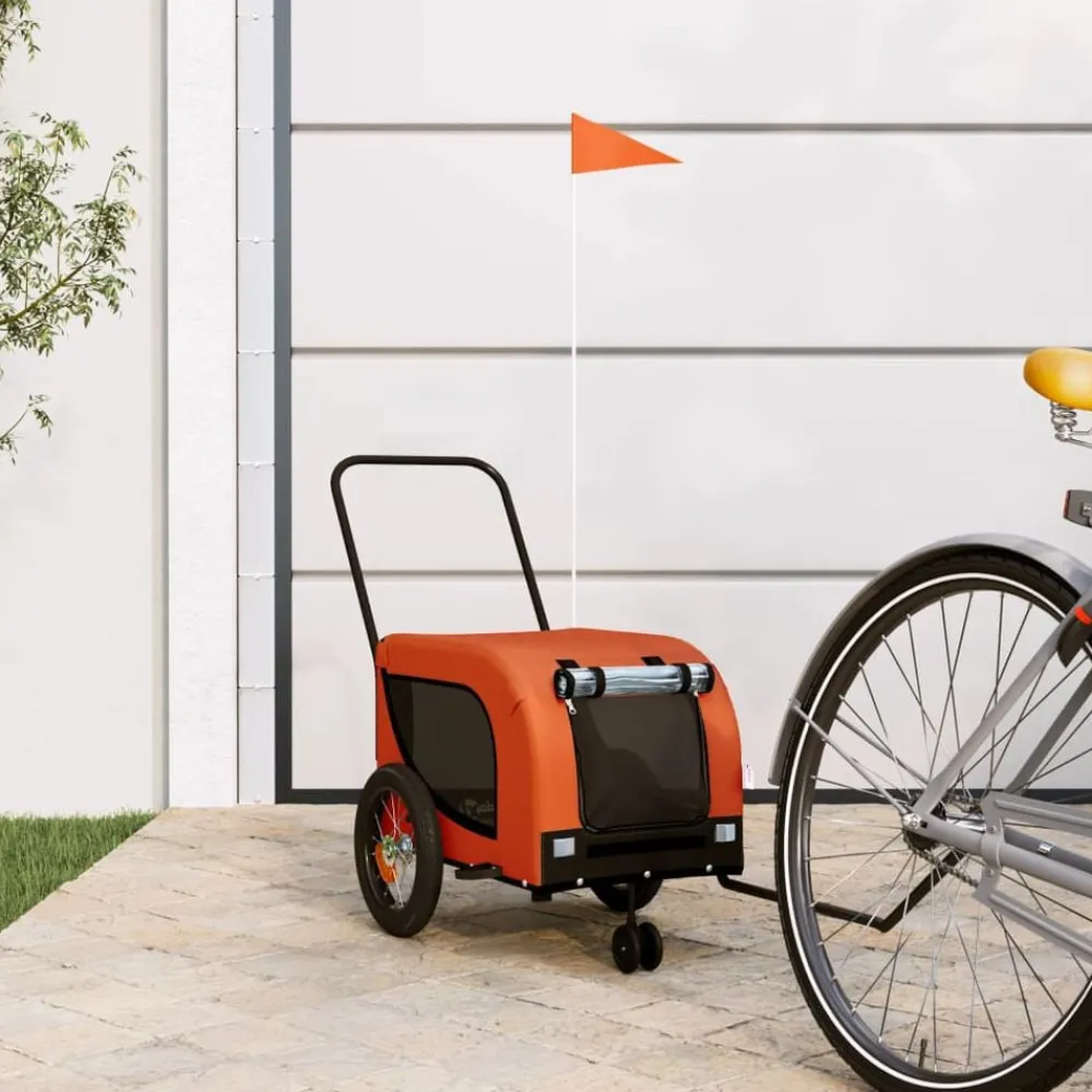 Articles Pour Animaux De Compagnie-vidaXL Remorque de vélo pour animaux de compagnie Orange et noir