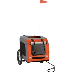 Articles Pour Animaux De Compagnie-vidaXL Remorque de vélo pour animaux de compagnie et gris Orange
