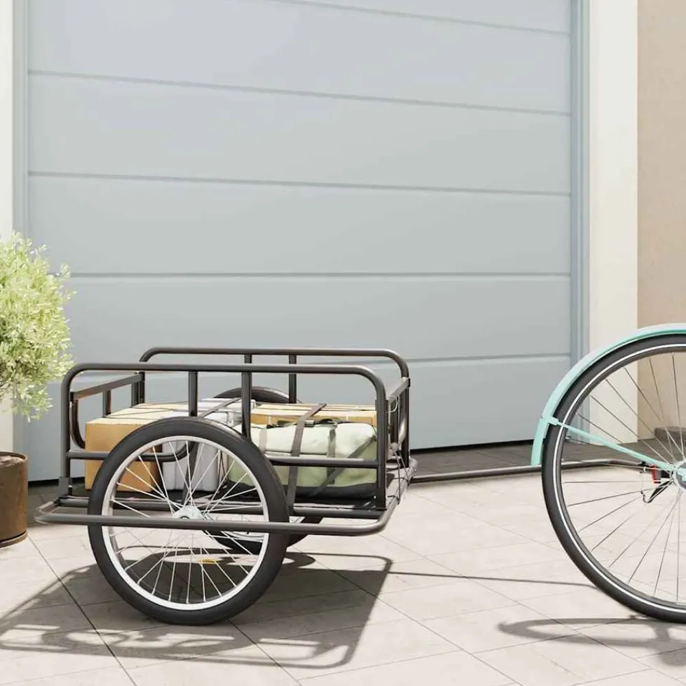 vidaXL Remorque de vélo 130x73x48,5 cm acier noir