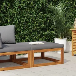 Mobilier De Jardin-vidaXL Repose-pied avec coussin Bois d'acacia massif Gris foncé