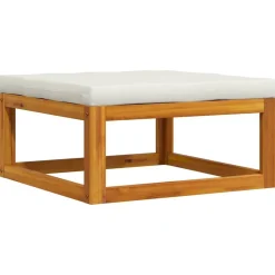 vidaXL Repose-pied avec coussin blanc crème Bois d'acacia massif