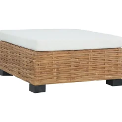 vidaXL Repose-pied avec coussin Rotin naturel