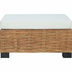 vidaXL Repose-pied avec coussin Rotin naturel