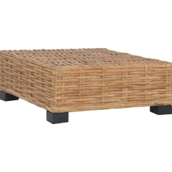 vidaXL Repose-pied avec coussin Rotin naturel