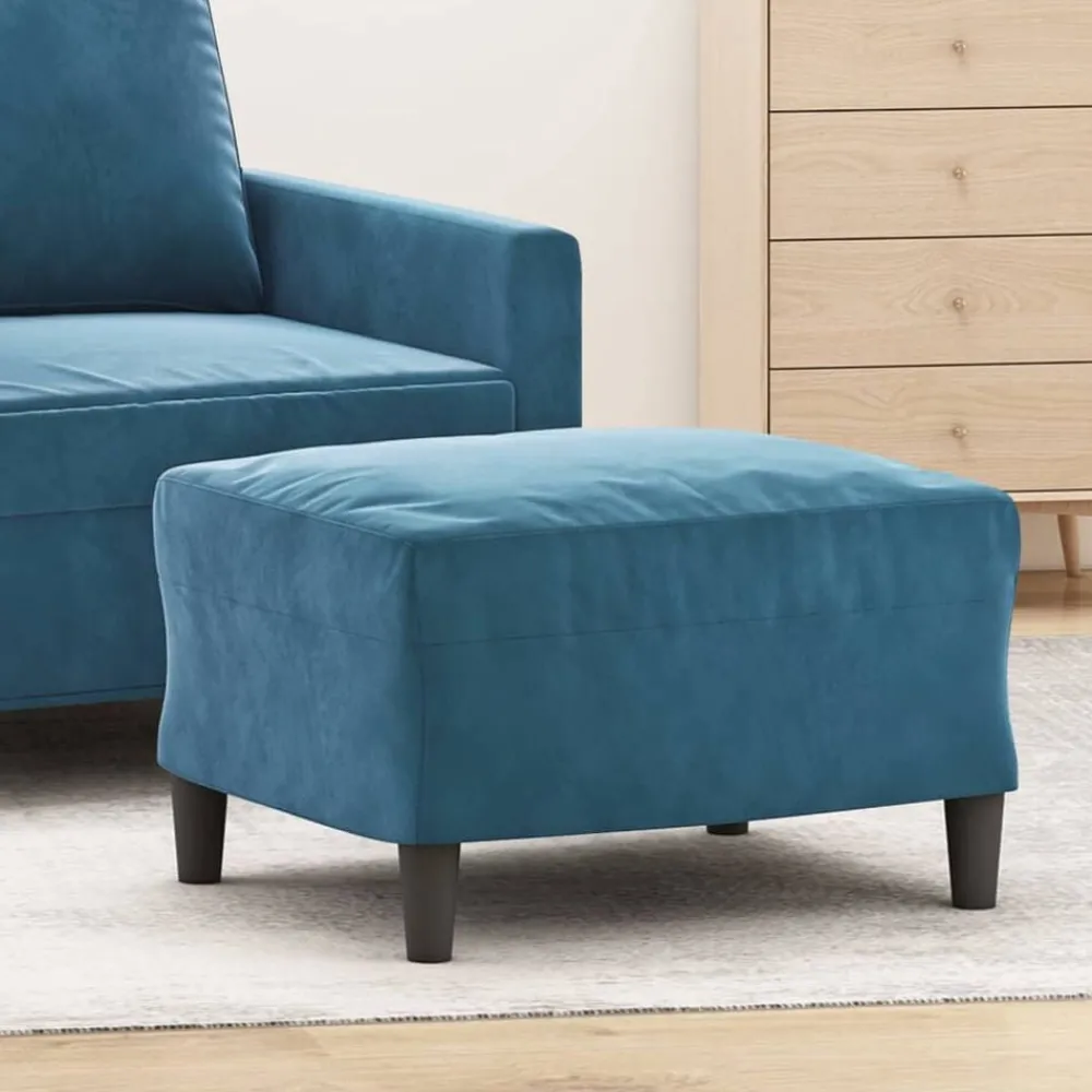 Poufs-vidaXL Repose-pied 60x50x41 cm Velours Bleu