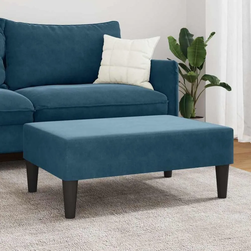 Poufs-vidaXL Repose-pied 77x55x31 cm velours Bleu
