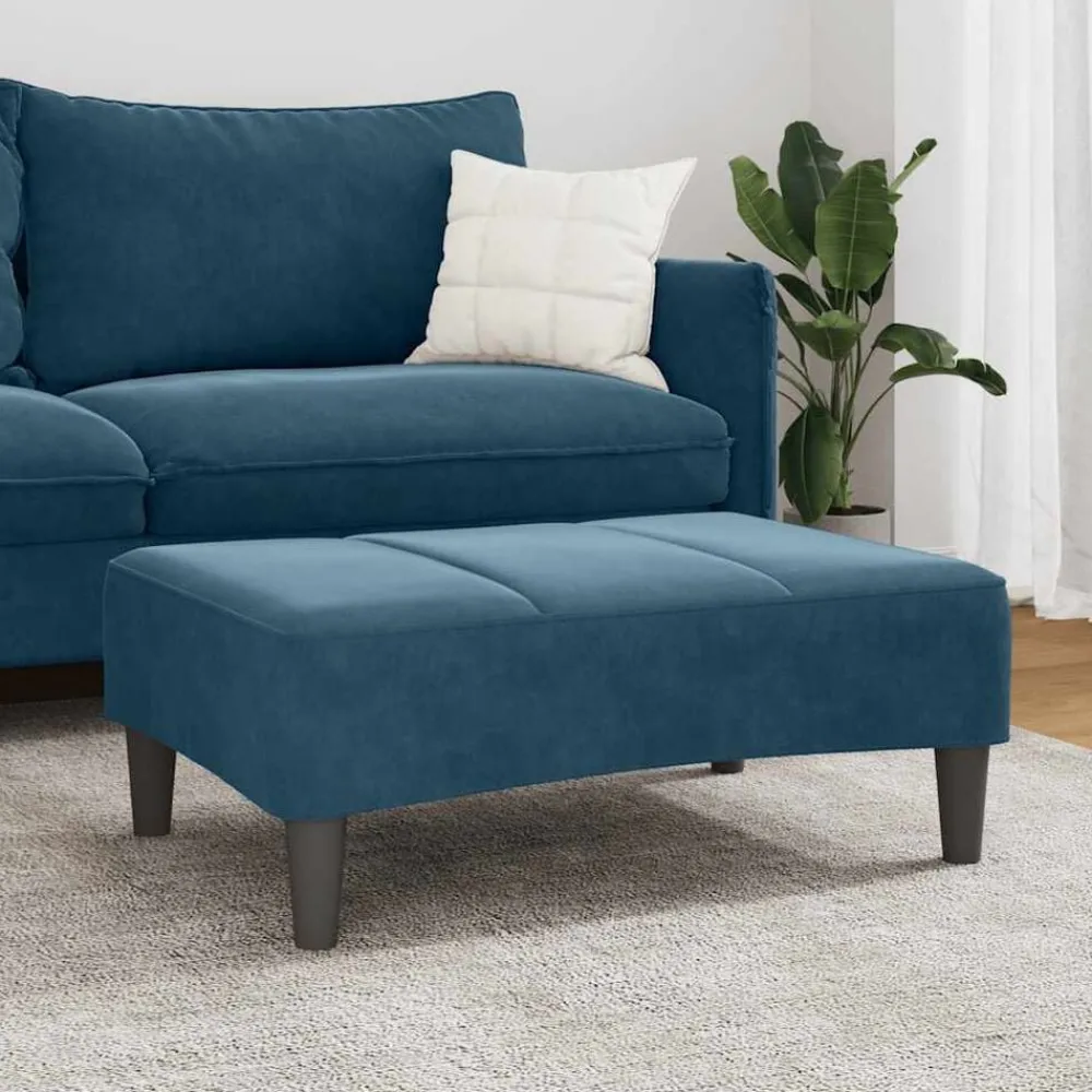 Poufs-vidaXL Repose-pied 77x55x31 cm velours Bleu