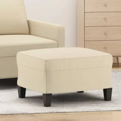 Poufs-vidaXL Repose-pied Crème 60x50x41 cm Tissu Cr&egrave;me