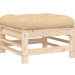 vidaXL Repose-pied de jardin avec coussin bois de pin massif