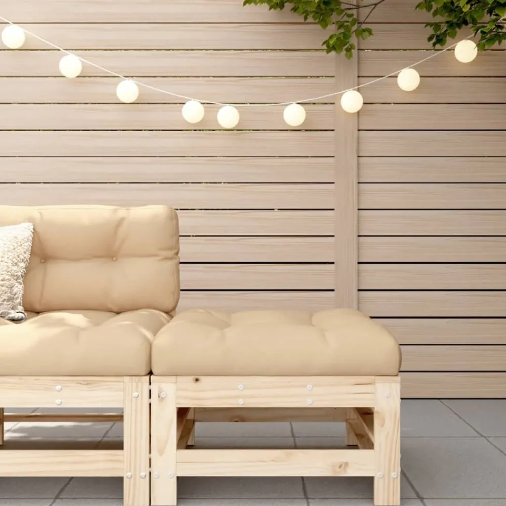 vidaXL Repose-pied de jardin avec coussin bois de pin massif