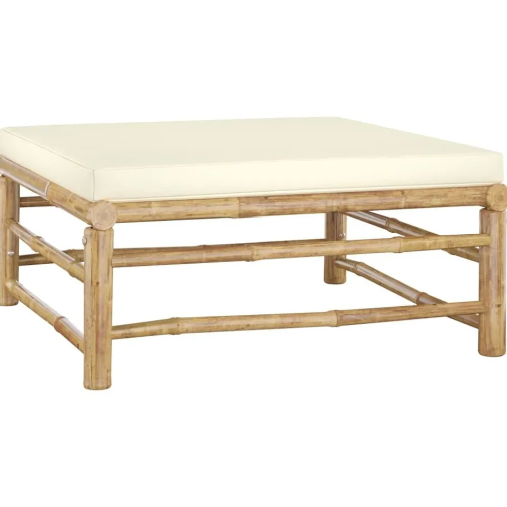 vidaXL Repose-pied de jardin avec coussin crème Bambou
