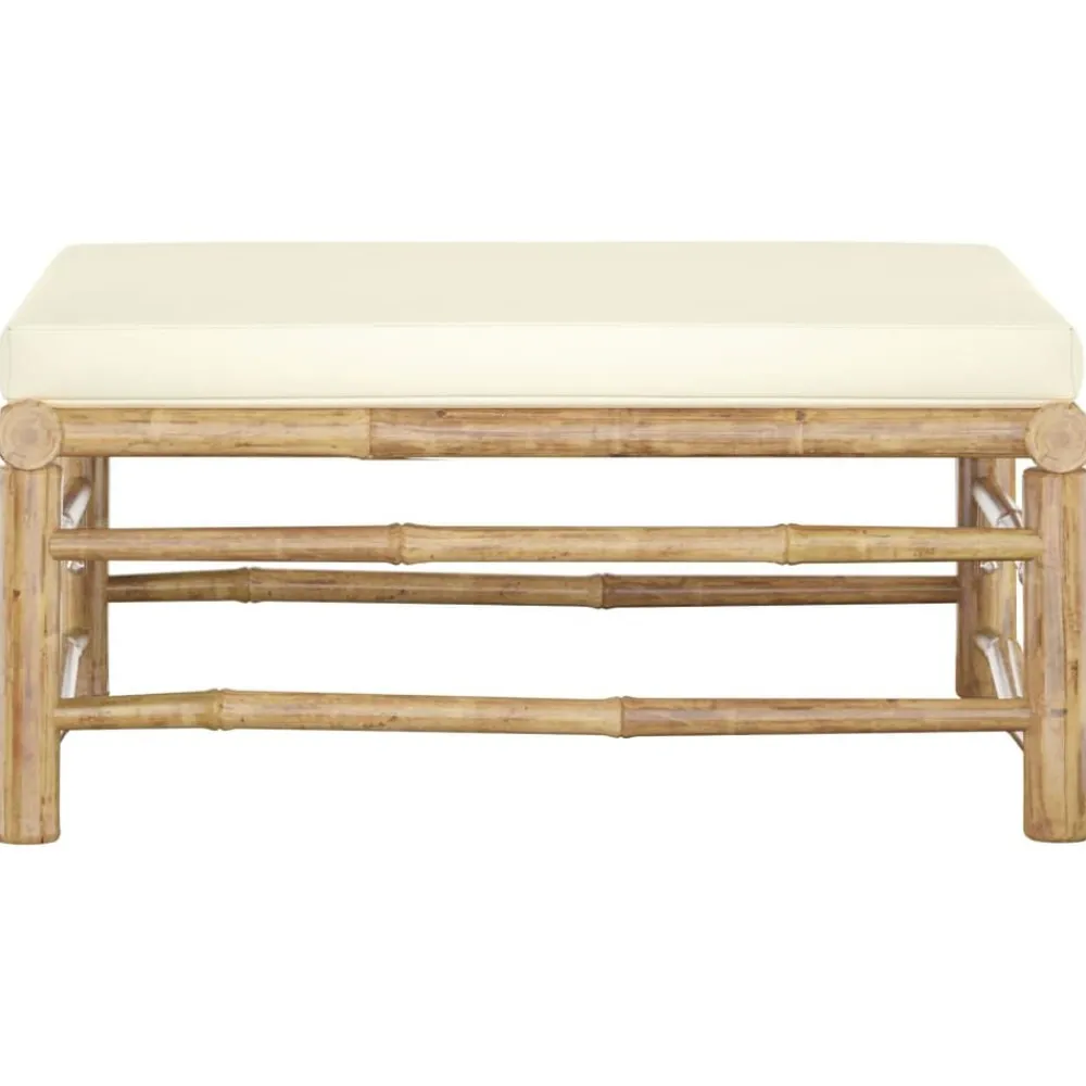 vidaXL Repose-pied de jardin avec coussin crème Bambou