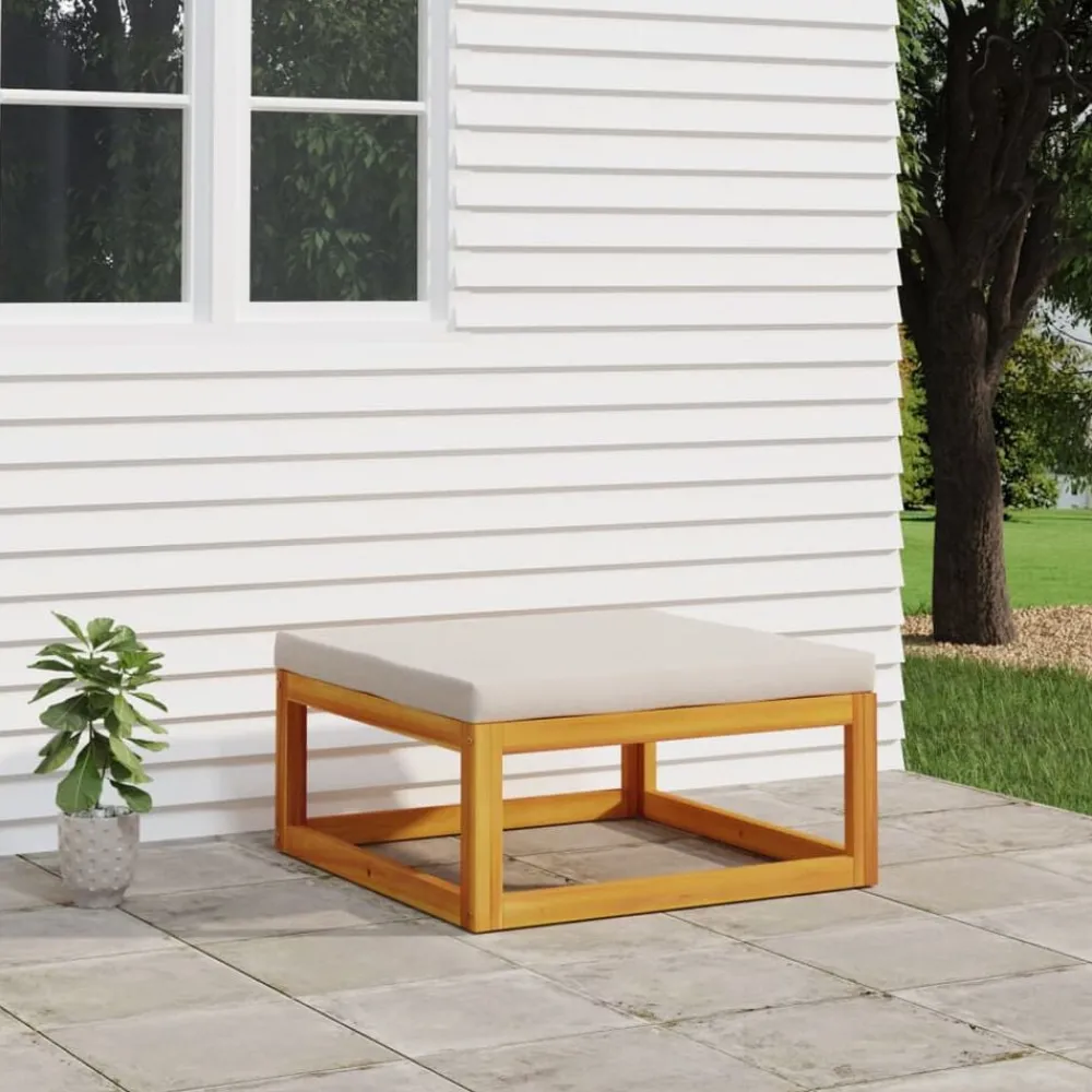 vidaXL Repose-pied de jardin coussin bois massif d'acacia