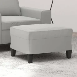 Poufs-vidaXL Repose-pied 60x50x41 cm Tissu microfibre Gris clair