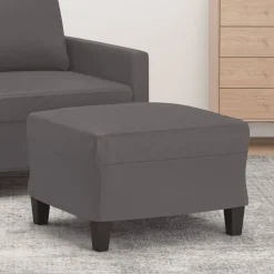 Poufs-vidaXL Repose-pied 60x50x41 cm Similicuir Gris