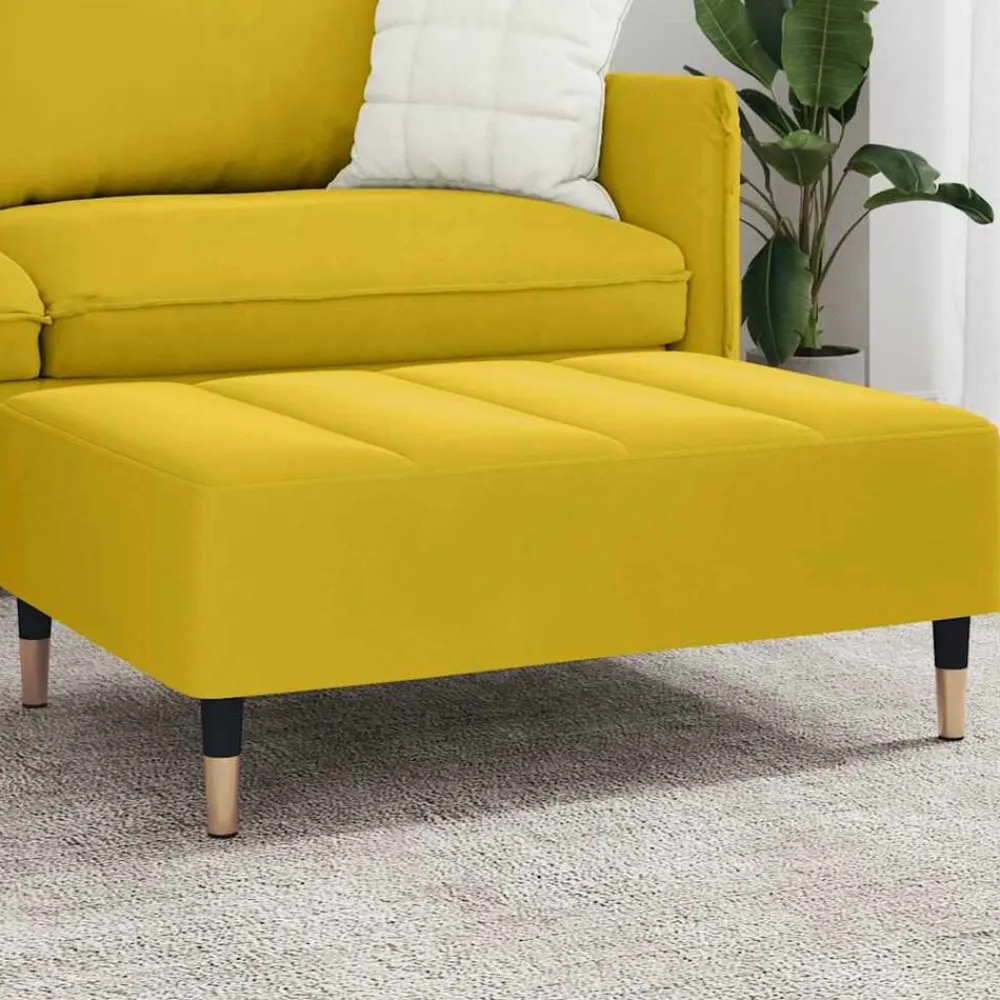 Poufs-vidaXL Repose-pied 77x55x31 cm velours Jaune