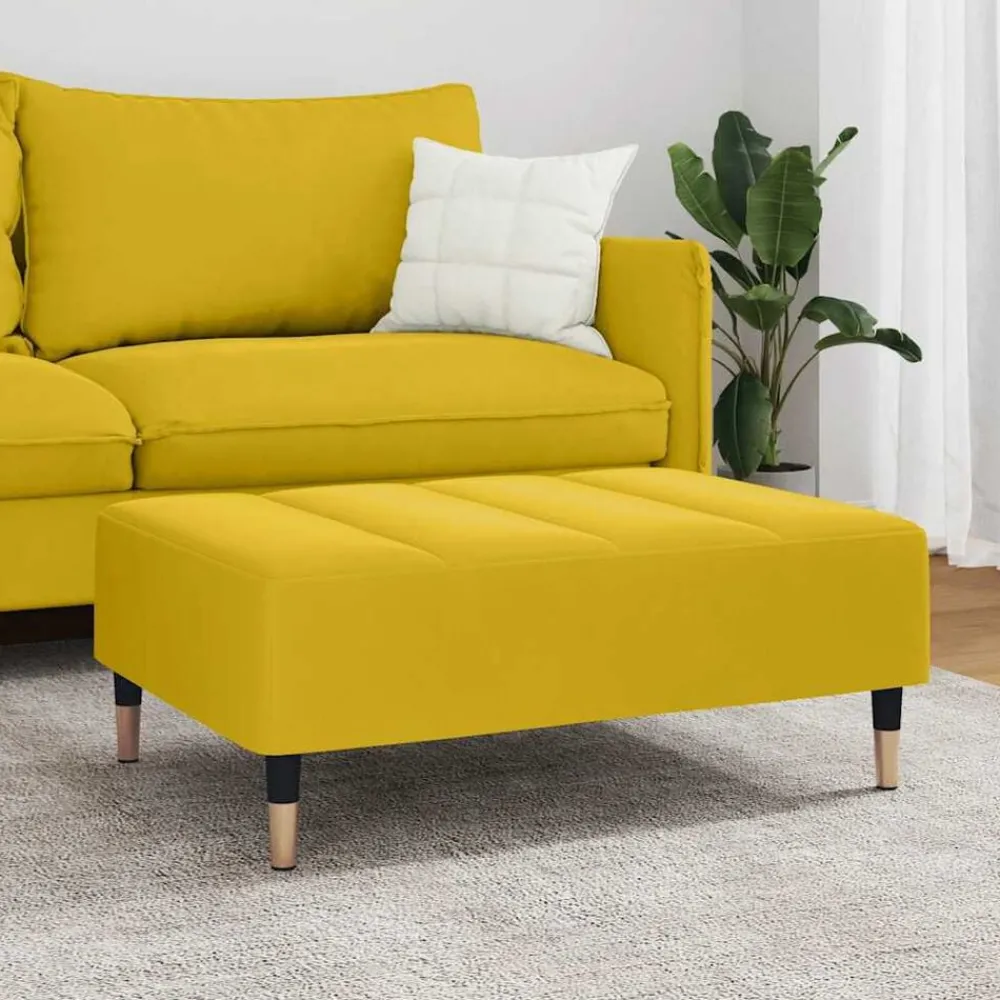 Poufs-vidaXL Repose-pied 77x55x31 cm velours Jaune