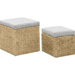 Poufs-vidaXL Repose-pied lot de 2 Jacinthe d'eau Gris