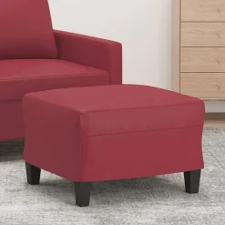 Poufs-vidaXL Repose-pied 60x50x41 cm Similicuir Rouge bordeaux