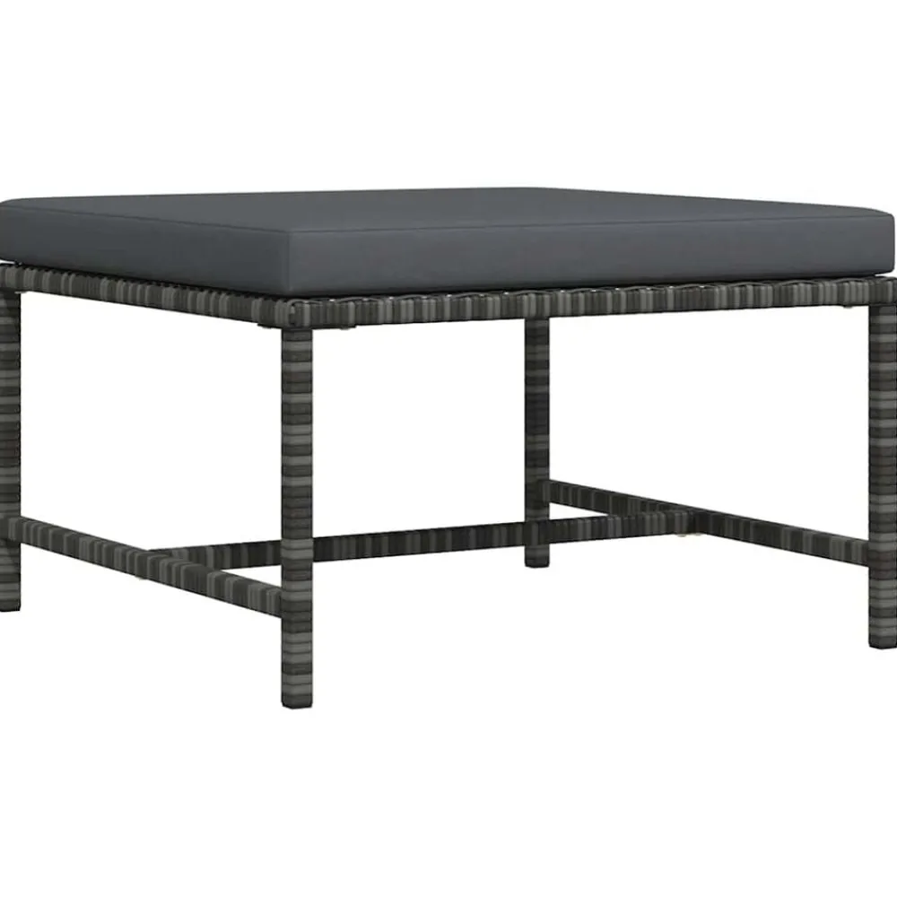 Mobilier De Jardin-vidaXL Repose-pied sectionnel avec coussin Résine tressée Gris