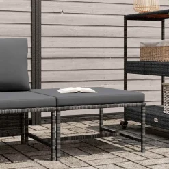 Mobilier De Jardin-vidaXL Repose-pied sectionnel avec coussin Résine tressée Gris