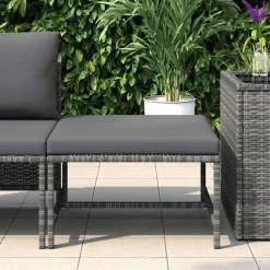 Mobilier De Jardin-vidaXL Repose-pied sectionnel avec coussin Résine tressée Gris