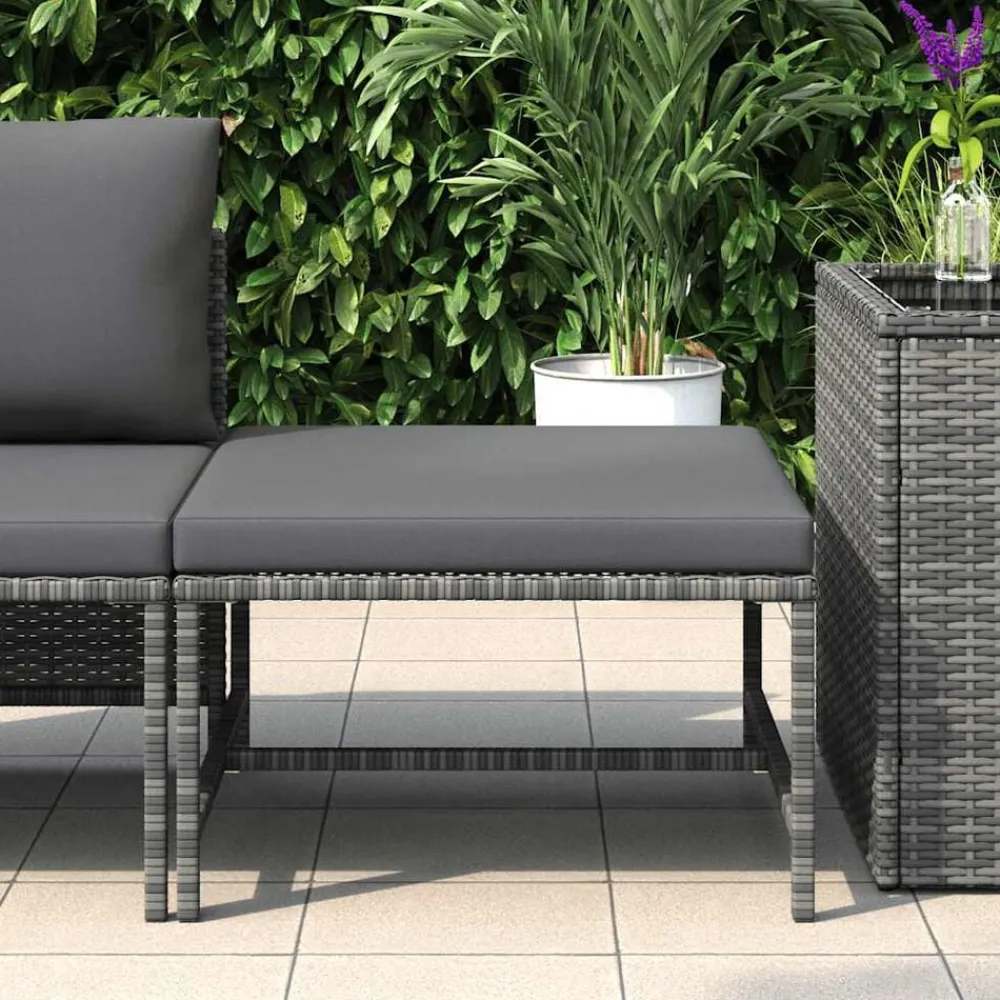 Mobilier De Jardin-vidaXL Repose-pied sectionnel avec coussin Résine tressée Gris