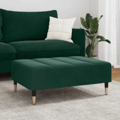 Poufs-vidaXL Repose-pied 77x55x31 cm velours Vert foncé