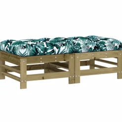 vidaXL Repose-pieds de jardin et coussins lot de 2 bois