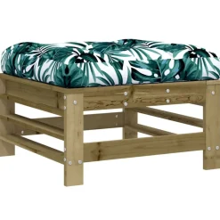 vidaXL Repose-pieds de jardin et coussins lot de 2 bois