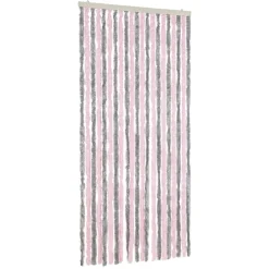 Décorations-vidaXL Rideau anti-mouches gris argenté et rose 90x220 cm chenille Gris et rose