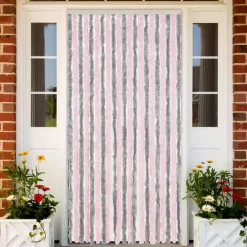Décorations-vidaXL Rideau anti-mouches gris argenté et rose 90x220 cm chenille Gris et rose