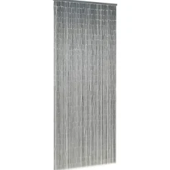 Décorations-vidaXL Rideau de porte contre insectes Bambou 90 x 200 cm Gris foncé