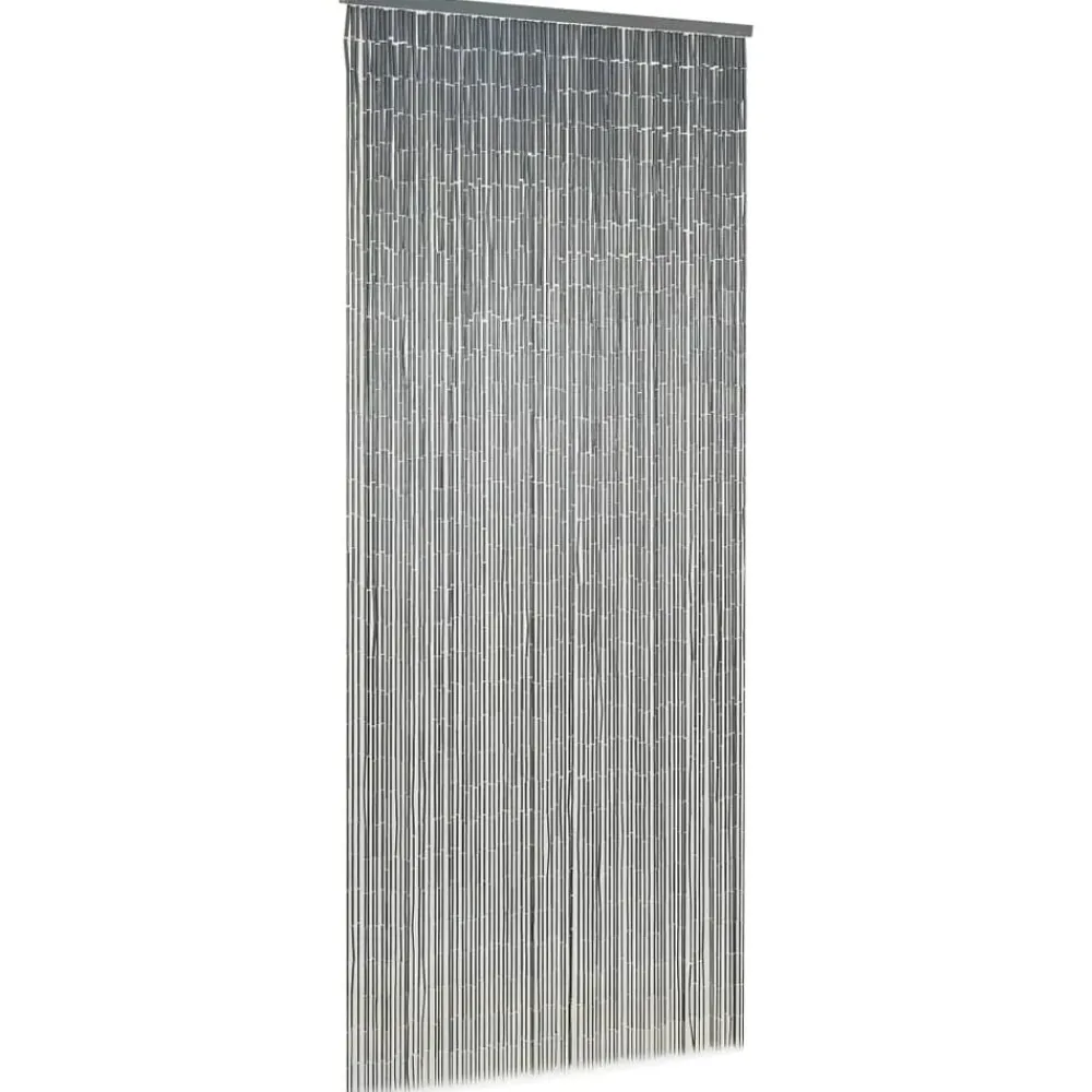 Décorations-vidaXL Rideau de porte contre insectes Bambou 90 x 200 cm Gris foncé
