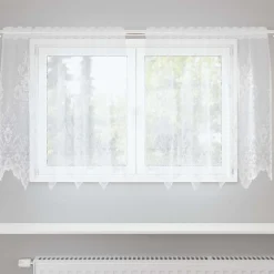 vidaXL Rideau en Dentelle avec des rideaux Blanc 80 x 150 cm Polyester