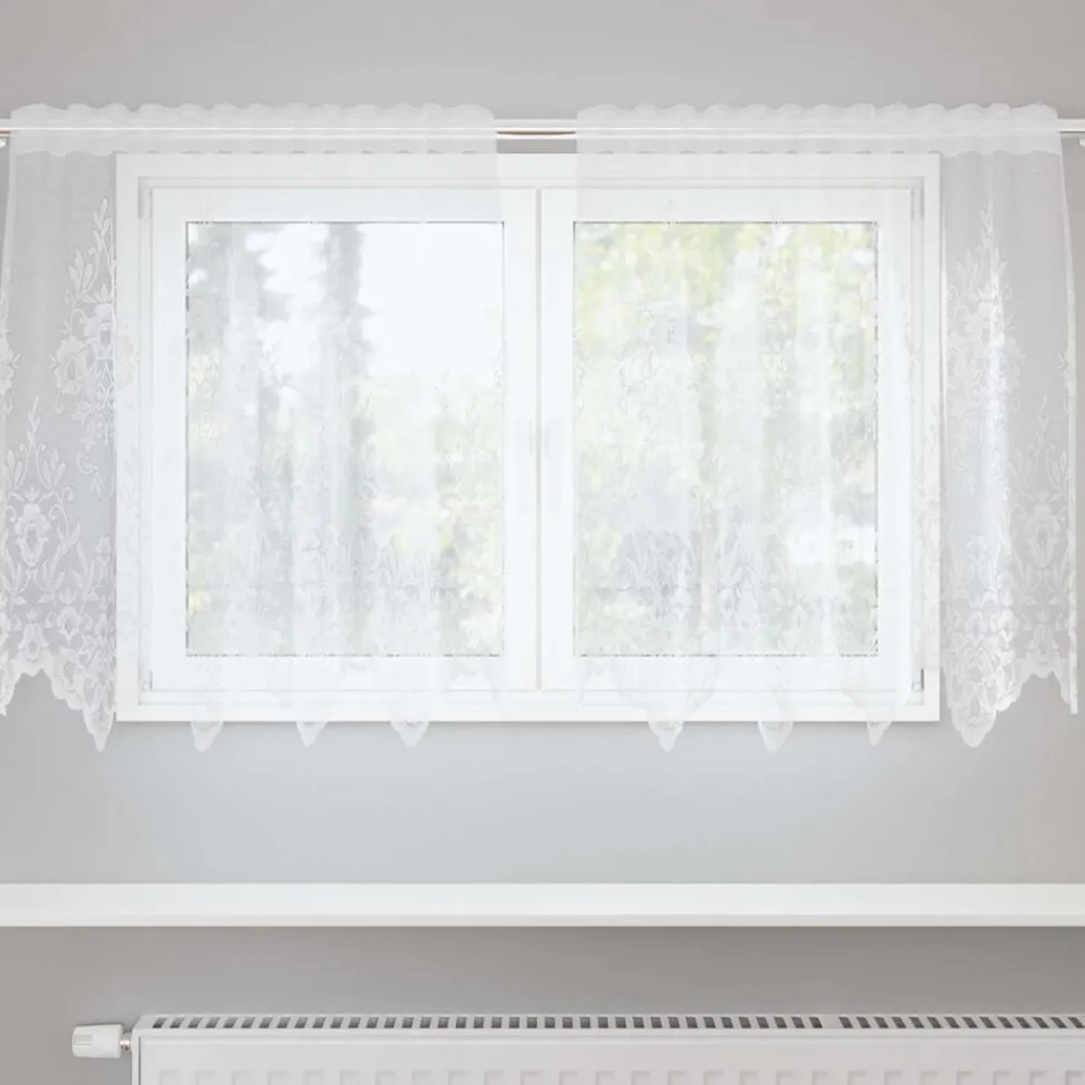 vidaXL Rideau en Dentelle avec des rideaux Blanc 80 x 150 cm Polyester