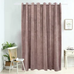 vidaXL Rideau occultant avec anneaux en métal Velours Rose 290x245 cm