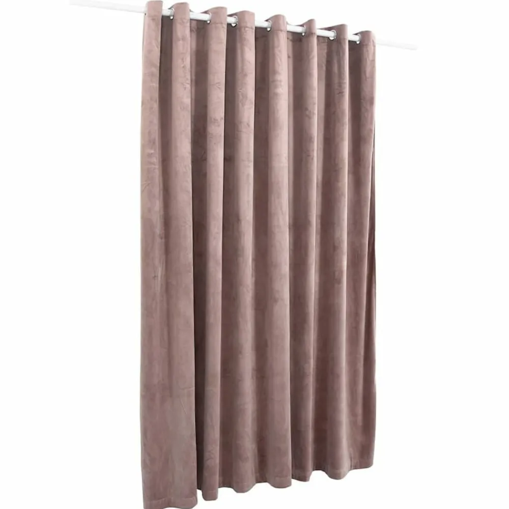 vidaXL Rideau occultant avec anneaux en métal Velours Rose 290x245 cm