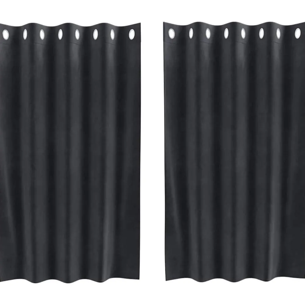Décorations-vidaXL Rideaux occultants 2 pcs 140 x 140 cm Velours Gris foncé
