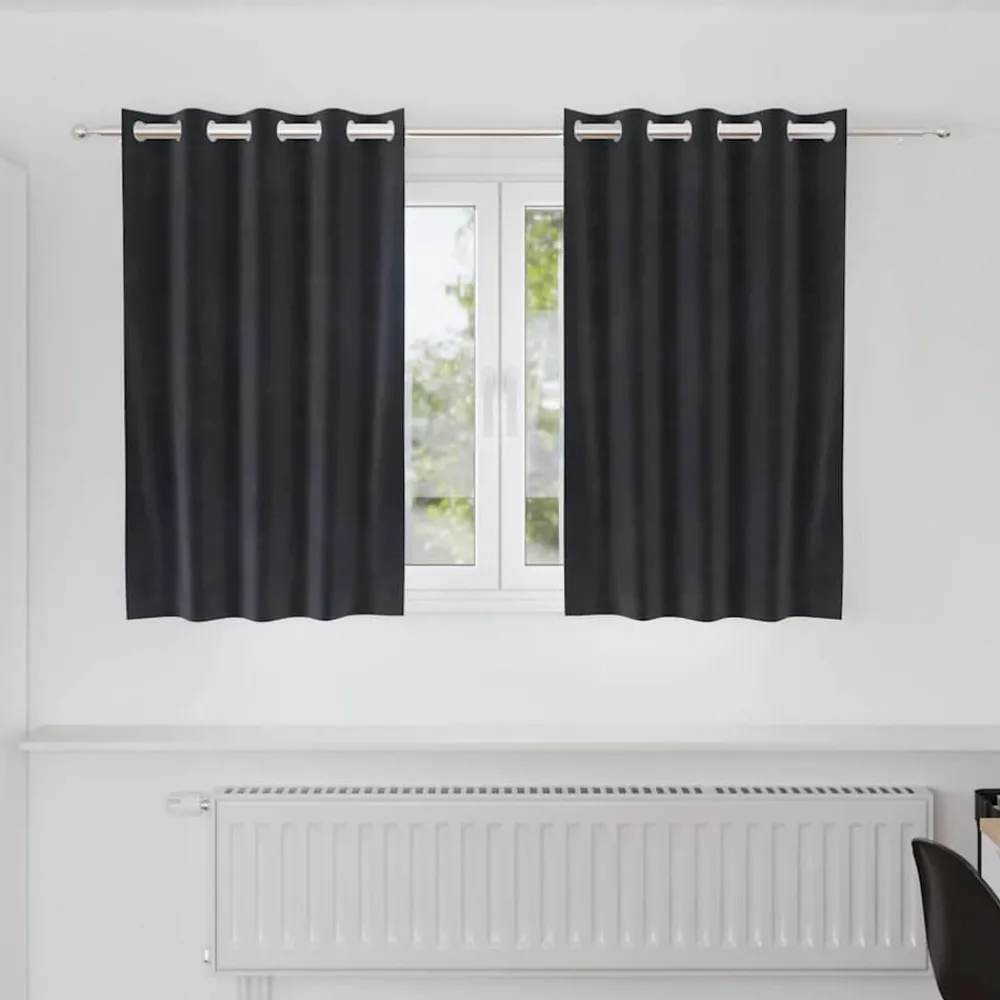 Décorations-vidaXL Rideaux occultants 2 pcs 140 x 140 cm Velours Gris foncé