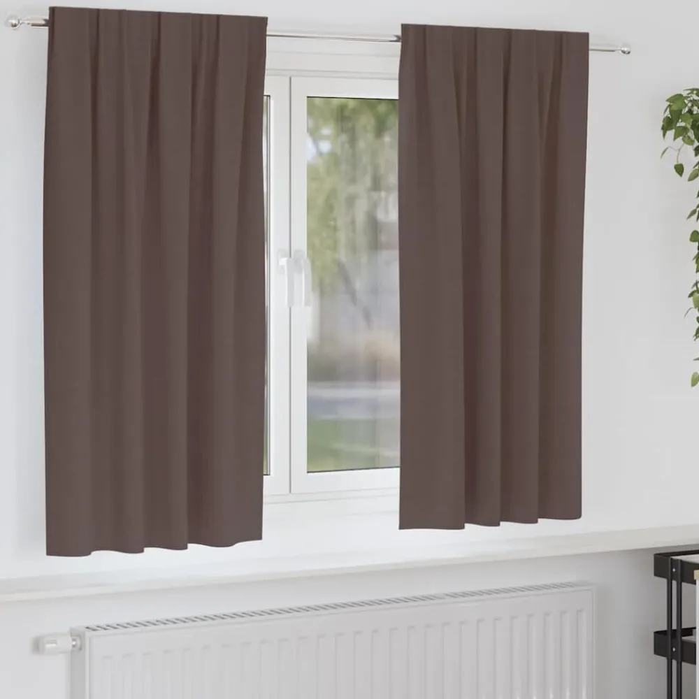 Décorations-vidaXL Rideaux occultants avec anneaux 2 pcs 175 x 140 cm Marron foncé