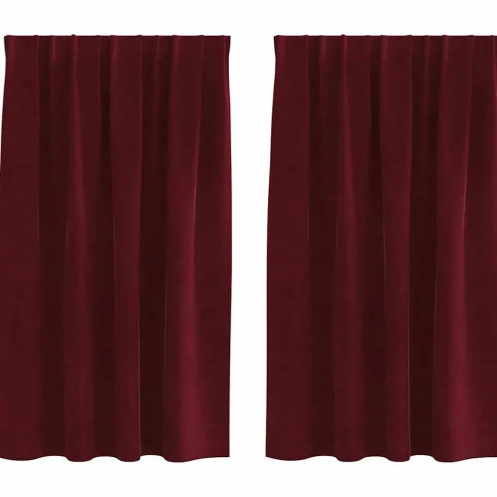 Décorations-vidaXL Rideaux occultants 2 pcs Bordeaux 140 x 140 cm Velours Rouge bordeaux