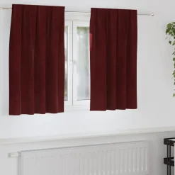 Décorations-vidaXL Rideaux occultants 2 pcs Bordeaux 140 x 140 cm Velours Rouge bordeaux