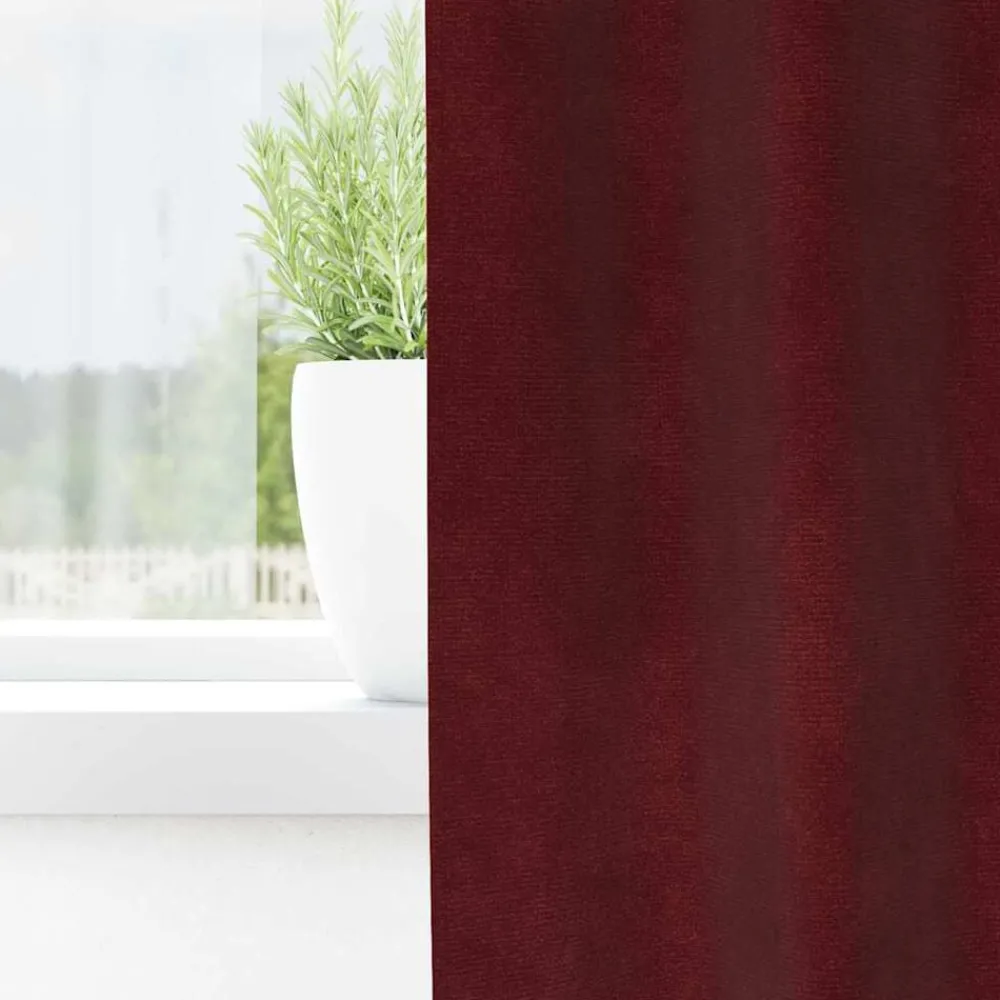 Décorations-vidaXL Rideaux occultants 2 pcs Bordeaux 140 x 140 cm Velours Rouge bordeaux