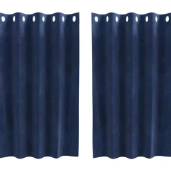 Décorations-vidaXL Rideaux occultants 2 pcs 140 x 140 cm Velours Bleu foncé
