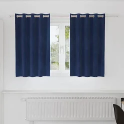 Décorations-vidaXL Rideaux occultants 2 pcs 140 x 140 cm Velours Bleu foncé